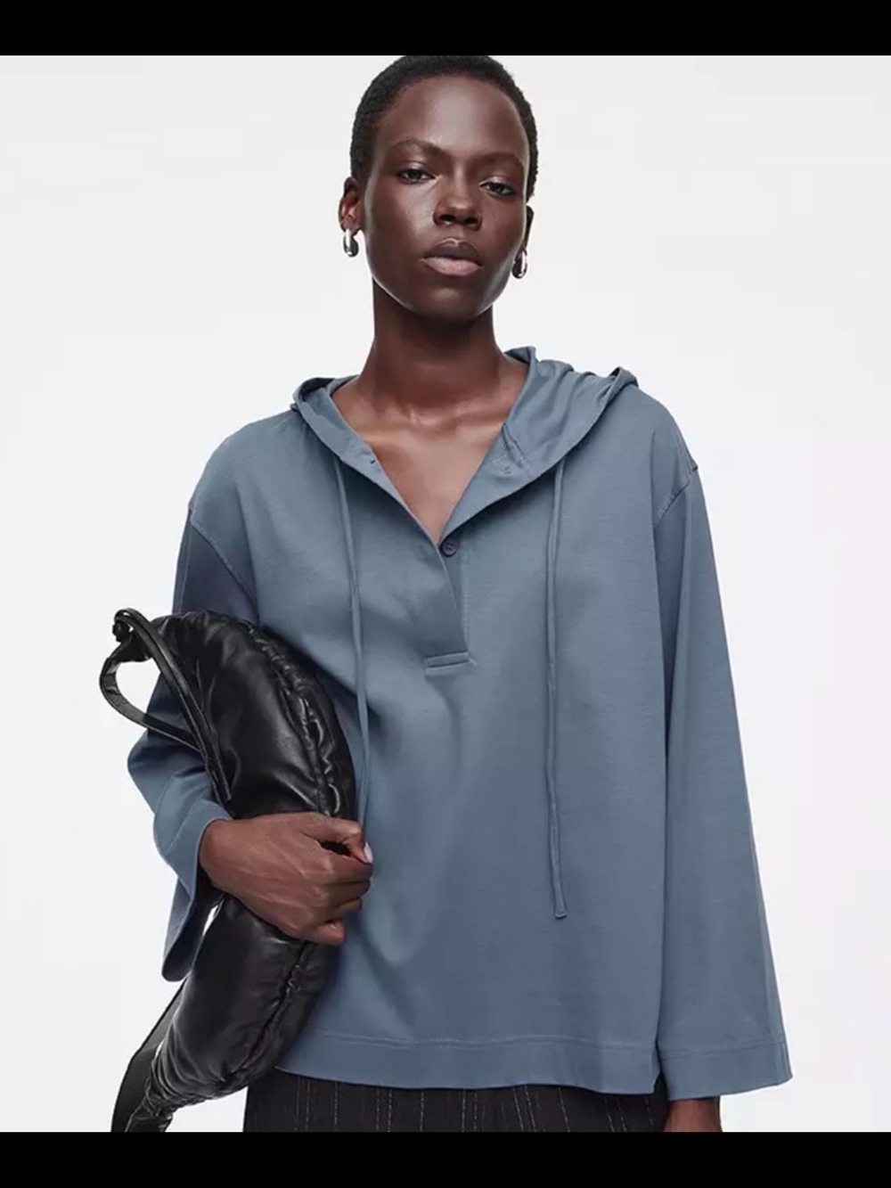 COS Dusty Blue Lightweight Hooded Top